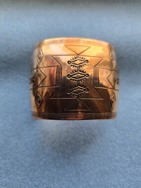 Hand-Stamped Copper Wide Cuff Bracelet - Copper